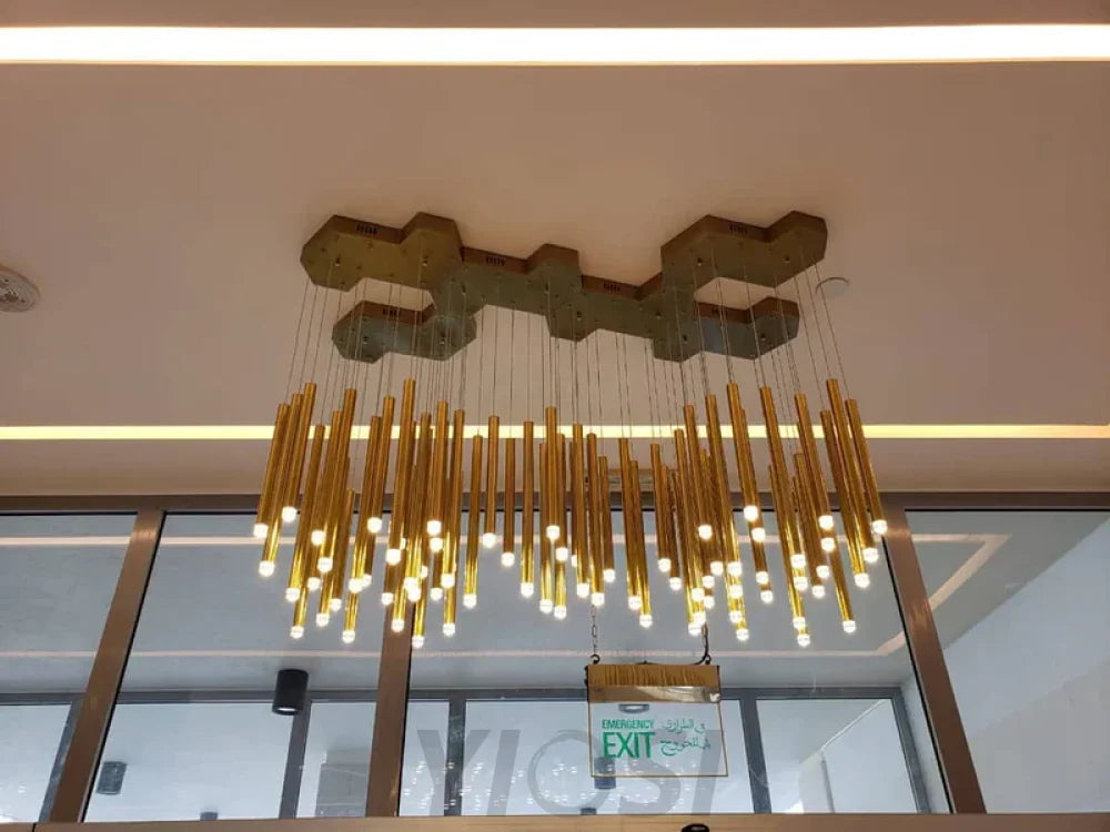 Bellini Rectangular Tri-Tone Tubular Chandelier - -1-Yiosilamp