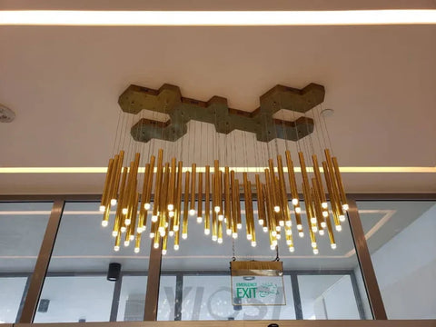 Bellini Rectangular Tri-Tone Tubular Chandelier - -1-Yiosilamp