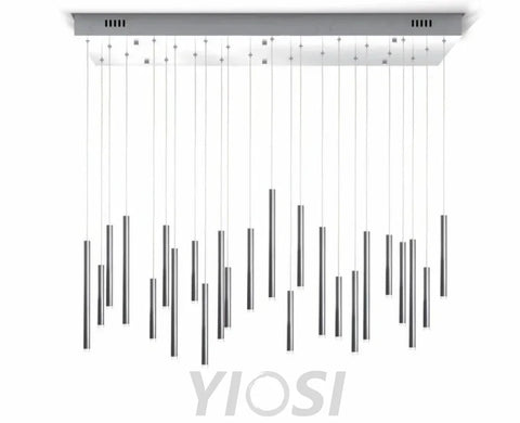 Bellini Rectangular Tri-Tone Tubular Chandelier - -1-Yiosilamp