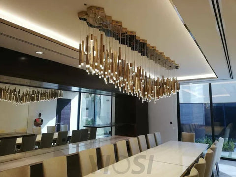 Bellini Rectangular Tri-Tone Tubular Chandelier - -1-Yiosilamp