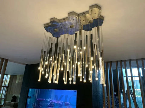 Bellini Rectangular Tri-Tone Tubular Chandelier - -1-Yiosilamp