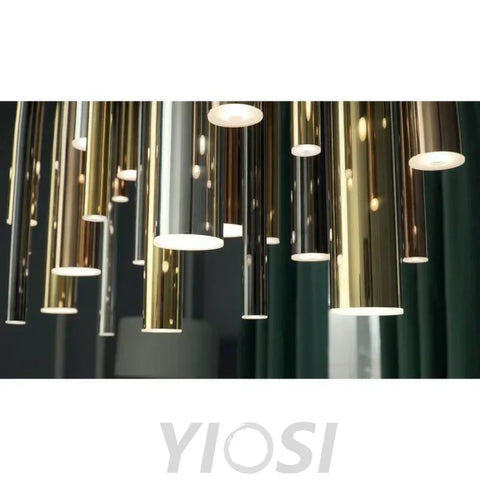 Bellini Rectangular Tri-Tone Tubular Chandelier - -1-Yiosilamp