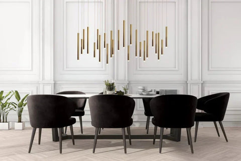 Bellini Rectangular Tri-Tone Tubular Chandelier - -1-Yiosilamp