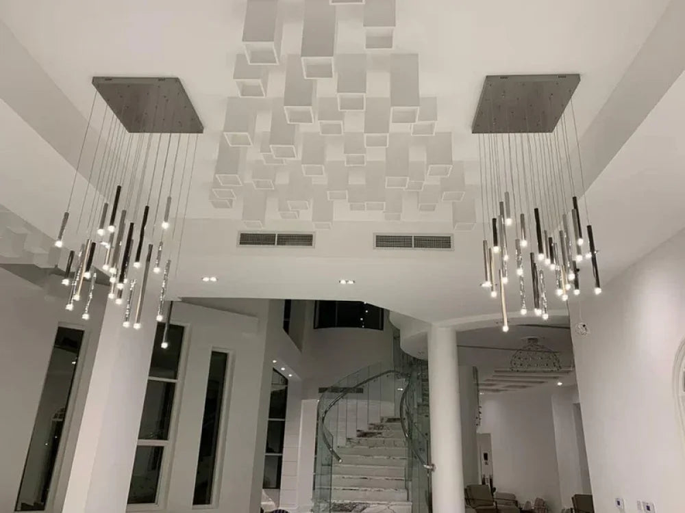 Bellini Rectangular Tri-Tone Tubular Chandelier - -1-Yiosilamp