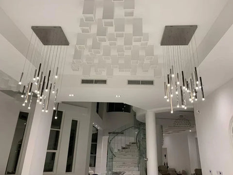 Bellini Rectangular Tri-Tone Tubular Chandelier - -1-Yiosilamp