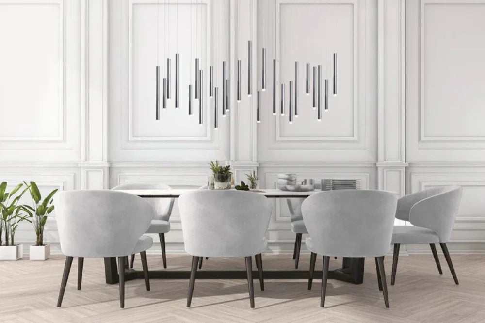 Bellini Rectangular Tri-Tone Tubular Chandelier - -1-Yiosilamp