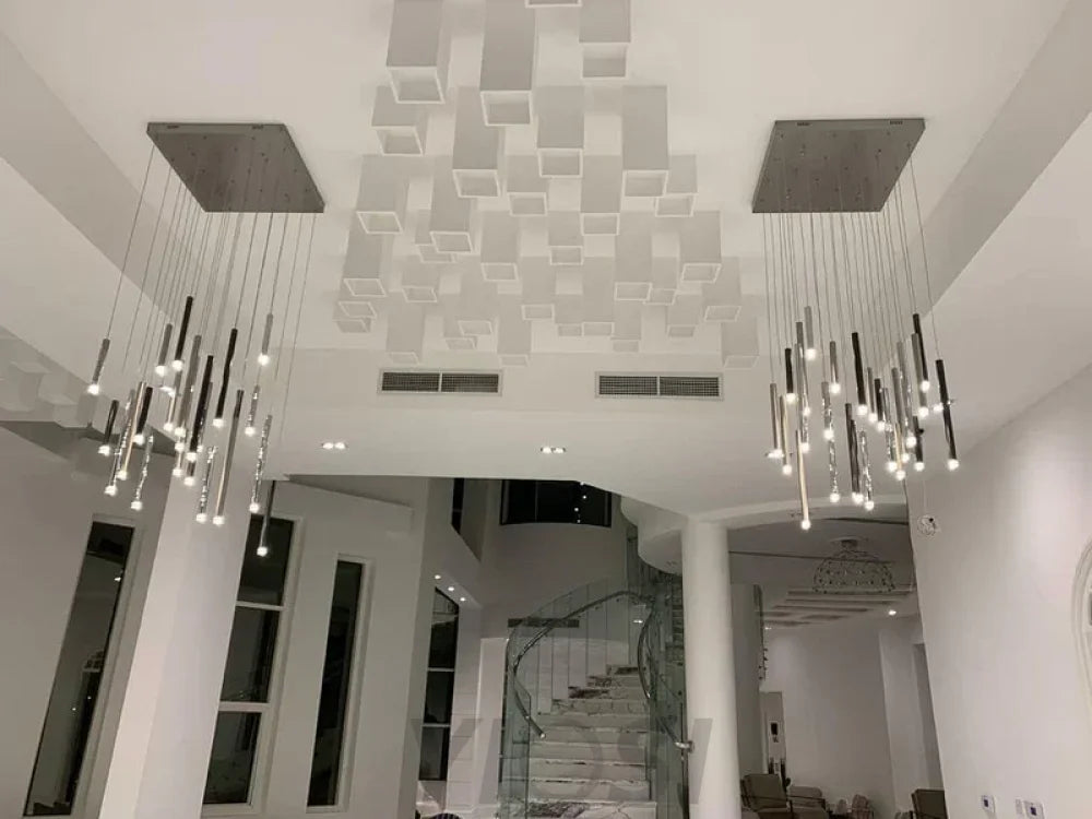 Bellini Rectangular Tubular Pendant Light Chandelier - -1-Yiosilamp