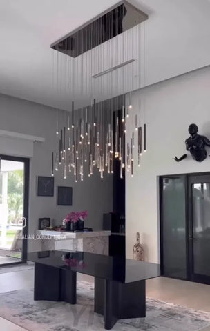 Bellini Rectangular Tubular Pendant Light Chandelier - -1-Yiosilamp