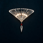Bellune Clear Fan Crystal 2-Light Wall Sconce 15.7" on a deep teal-blue wall