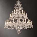 Belora Clear Candle Crystal 50-Light Chandelier 66.9" on a dark olive wall