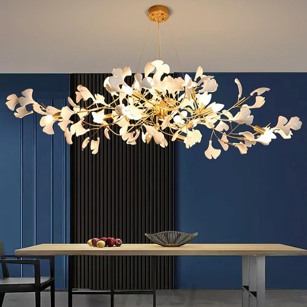 Bespoke Oval Gingko Chandelier For Dining Table Branch