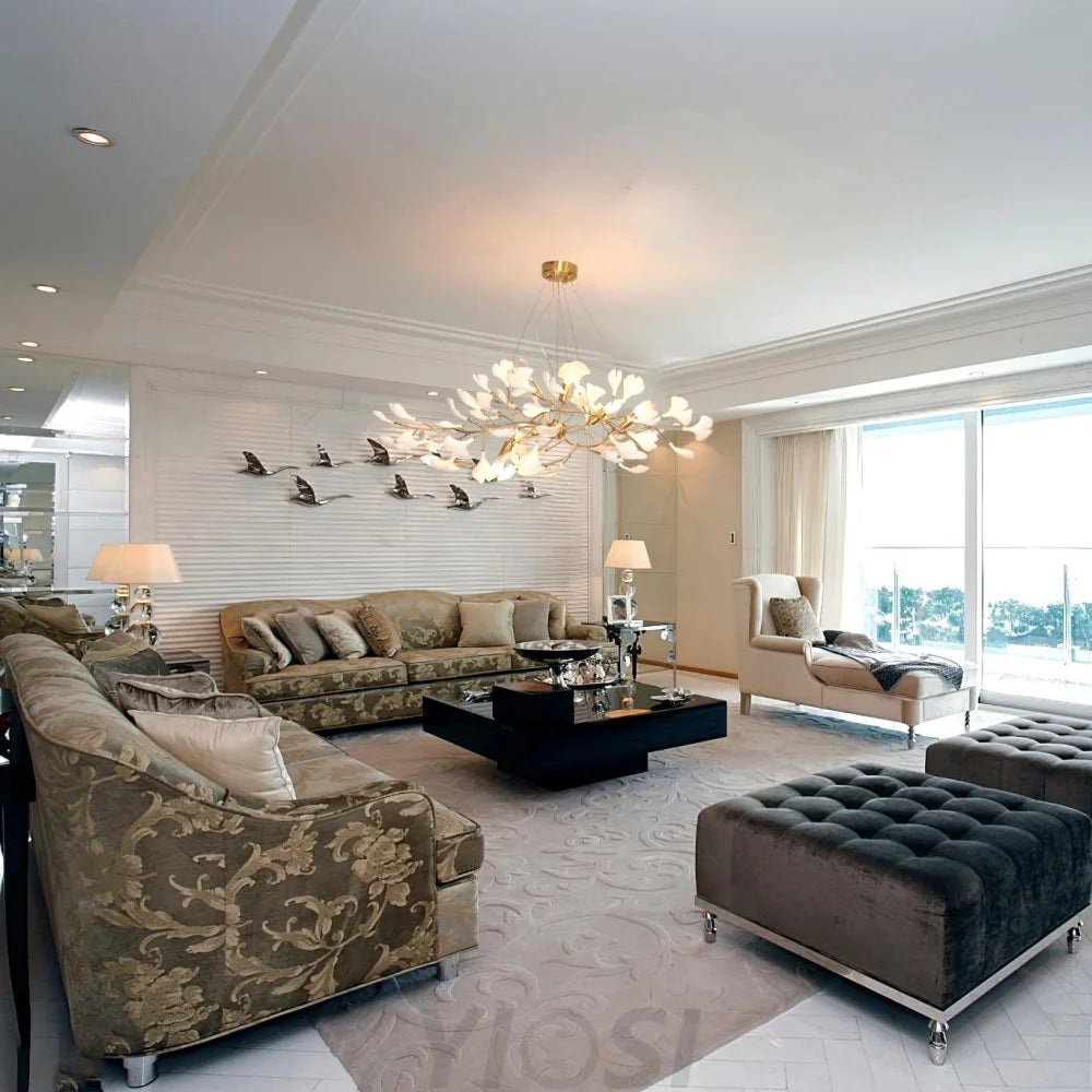 Bespoke Oval Gingko Chandelier For Dining Table Branch