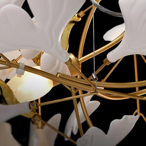 Bespoke Oval Gingko Chandelier For Dining Table Branch