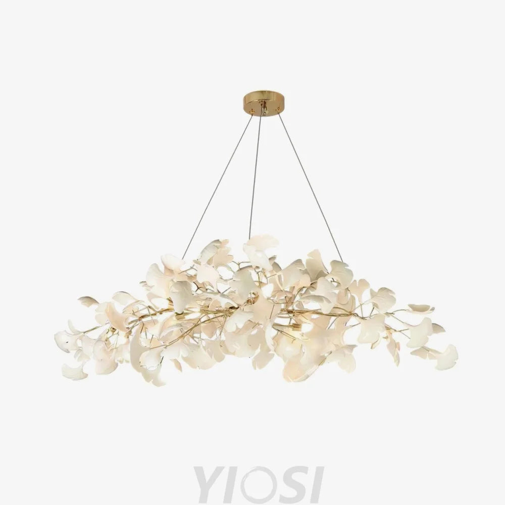 Bespoke Oval Gingko Chandelier For Dining Table L 39.3″ X H 59″ Branch