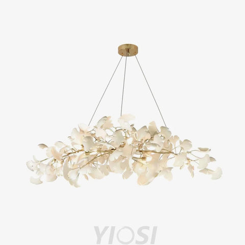 Bespoke Oval Gingko Chandelier For Dining Table L 39.3″ X H 59″ Branch