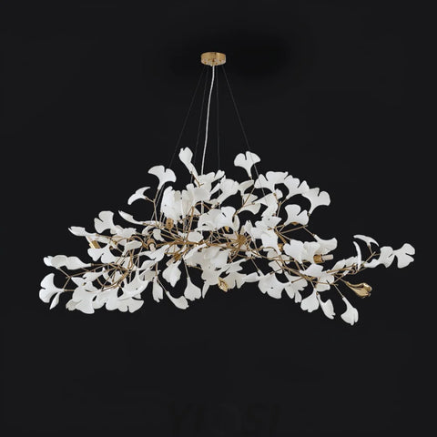 Bespoke Oval Gingko Chandelier For Dining Table L 47.2″ X H 59″ Branch