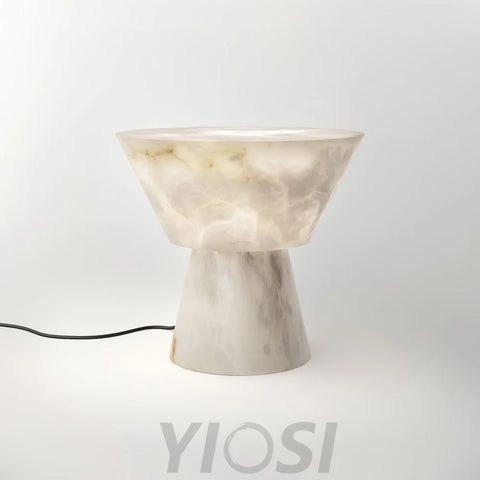 Beta Marble Round Table Lamp - Alabaster-1-Yiosilamp