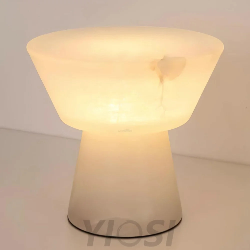 Beta Marble Round Table Lamp - Alabaster-1-Yiosilamp