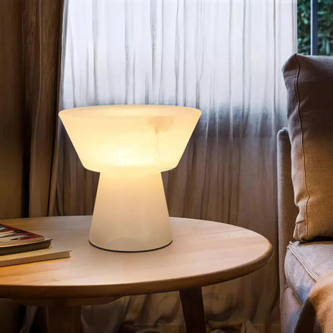 Beta Marble Round Table Lamp - Alabaster-1-Yiosilamp