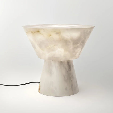 Beta Marble Round Table Lamp - Alabaster-1-Yiosilamp