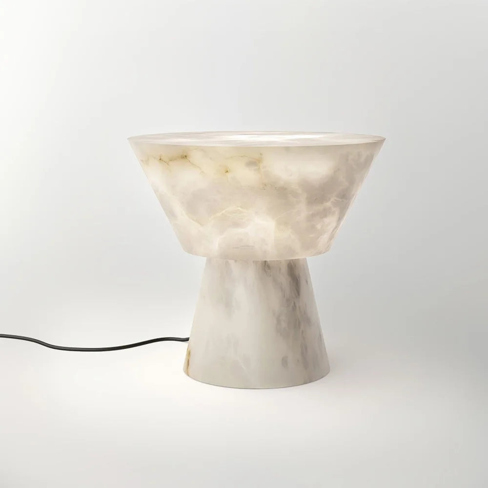 Beta Marble Round Table Lamp - Alabaster-1-Yiosilamp