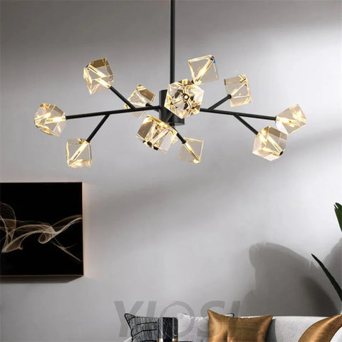 Black Rameau Crystal Prisms Branch Chandelier Chandeliers