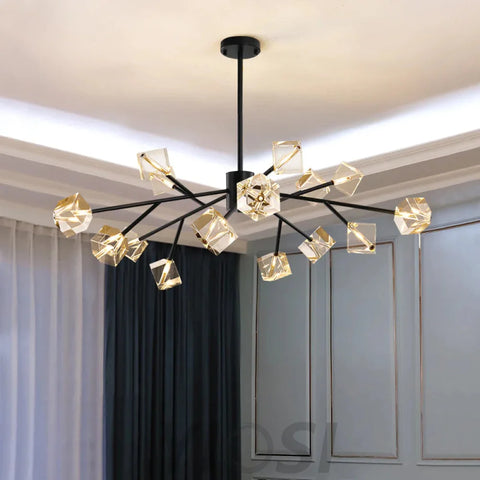 Black Rameau Crystal Prisms Branch Chandelier Chandeliers