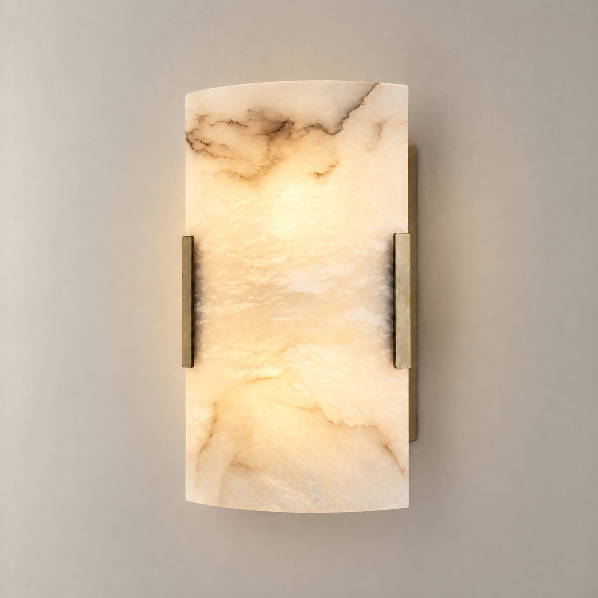 Blocco Modern Brass Alabaster Wall Sconce