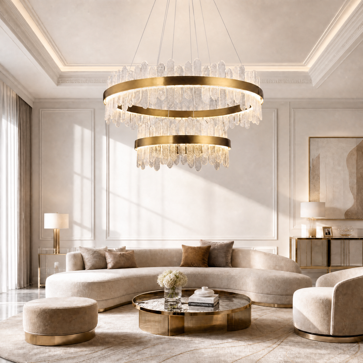 Bocciolo Handblown Duo Chandelier