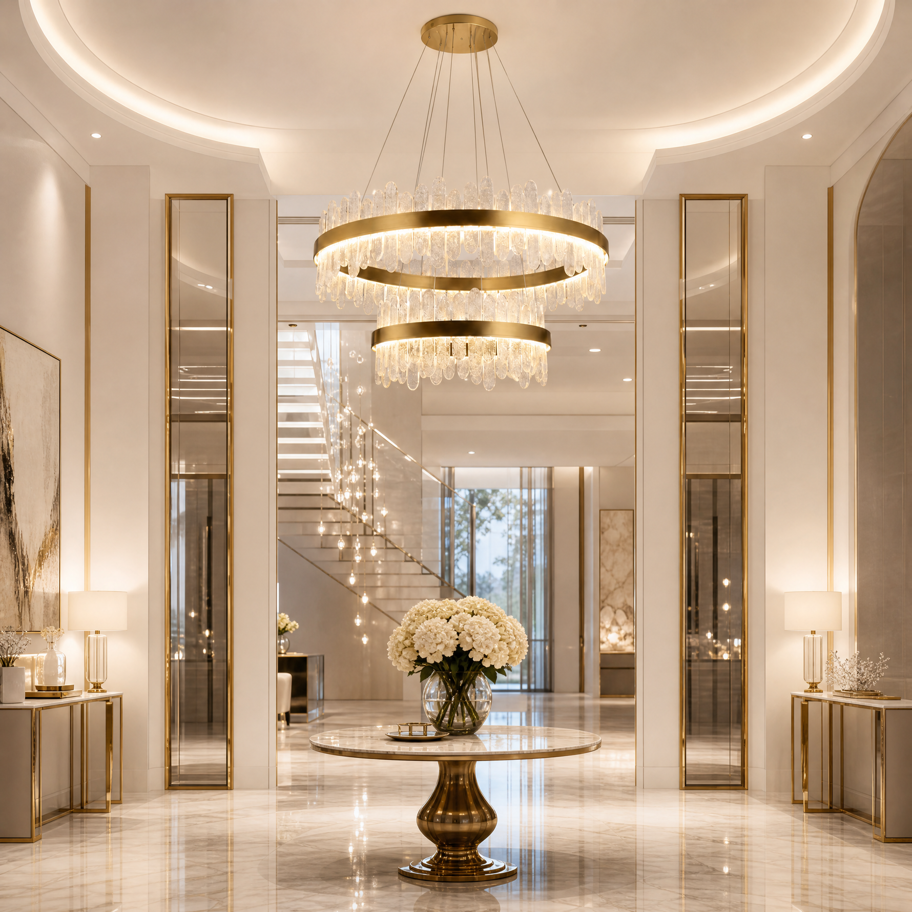 Bocciolo Handblown Duo Chandelier