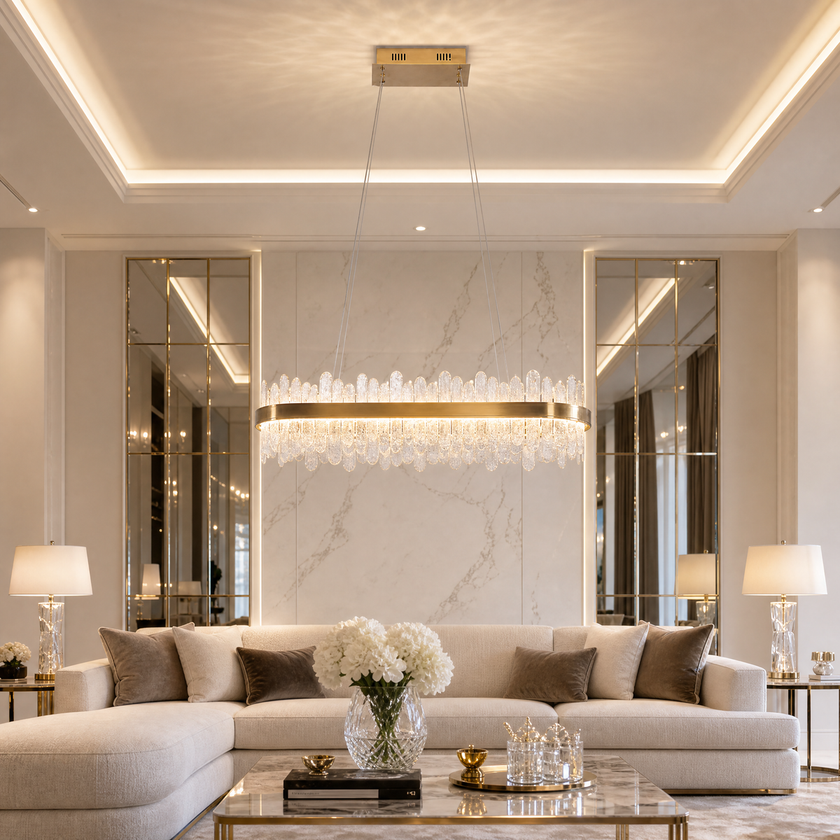 Bocciolo Handblown Rectangular Chandelier