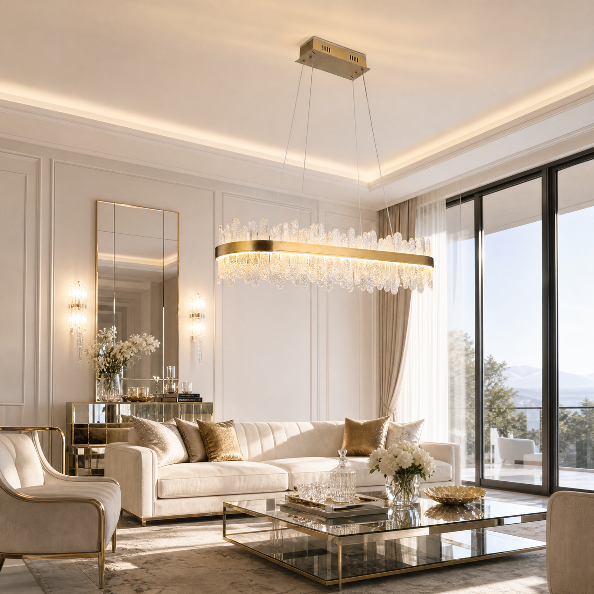 Bocciolo Handblown Rectangular Chandelier