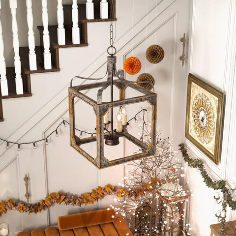 Boho Rustic Cube Chandelier  Φ 14.2″ - Genteel-1-Yiosilamp