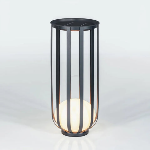 Bols Black Outdoor Floor Lamp with Solar Panel - Metallic Meshwork-1-Yiosilamp