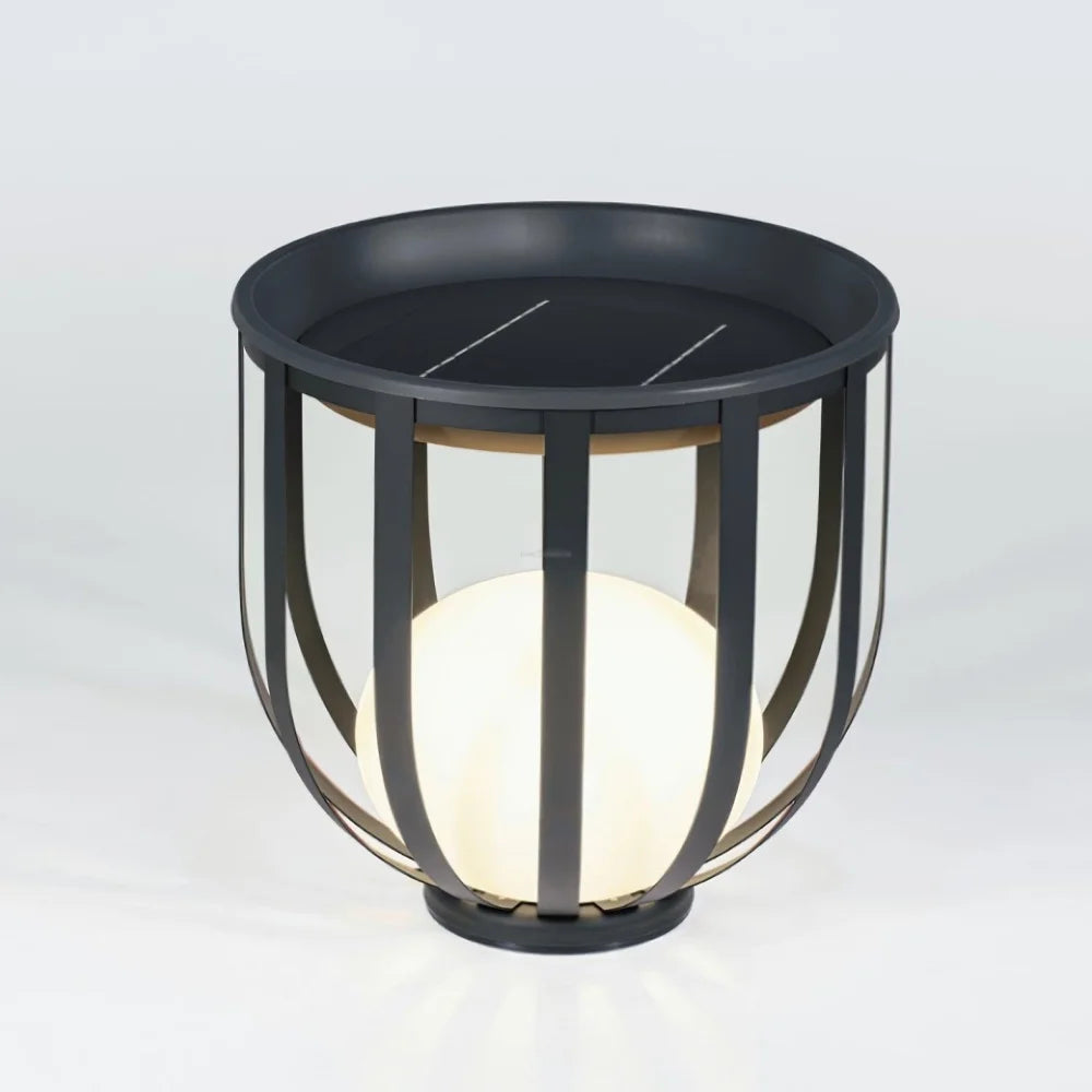 Bols Black Outdoor Floor Lamp with Solar Panel - Metallic Meshwork-1-Yiosilamp