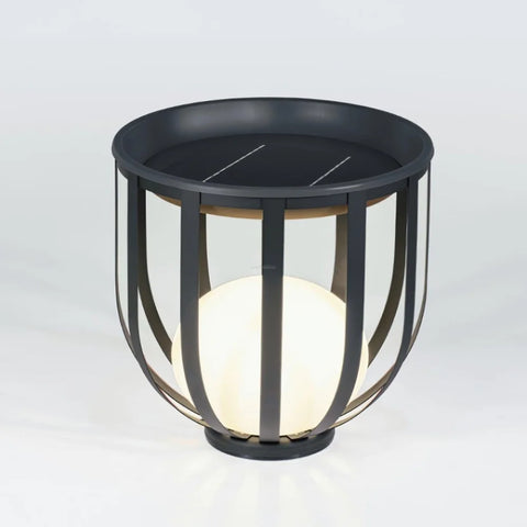 Bols Black Outdoor Floor Lamp with Solar Panel - Metallic Meshwork-1-Yiosilamp