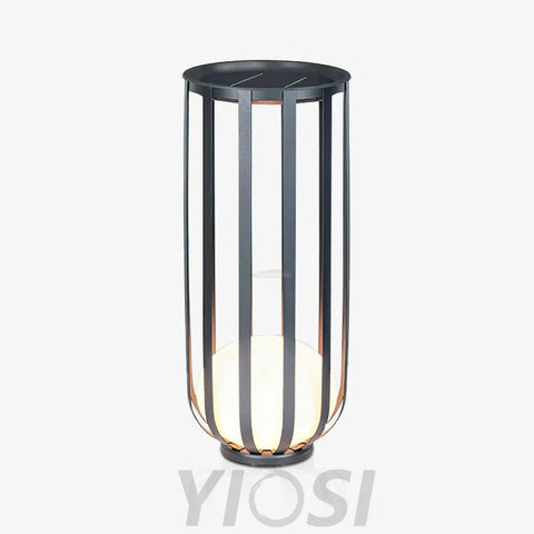 Bols Black Outdoor Floor Lamp with Solar Panel - Metallic Meshwork-1-Yiosilamp