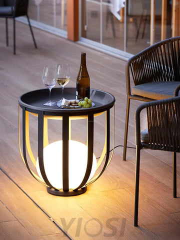 Bols Black Outdoor Floor Lamp with Solar Panel - Metallic Meshwork-1-Yiosilamp