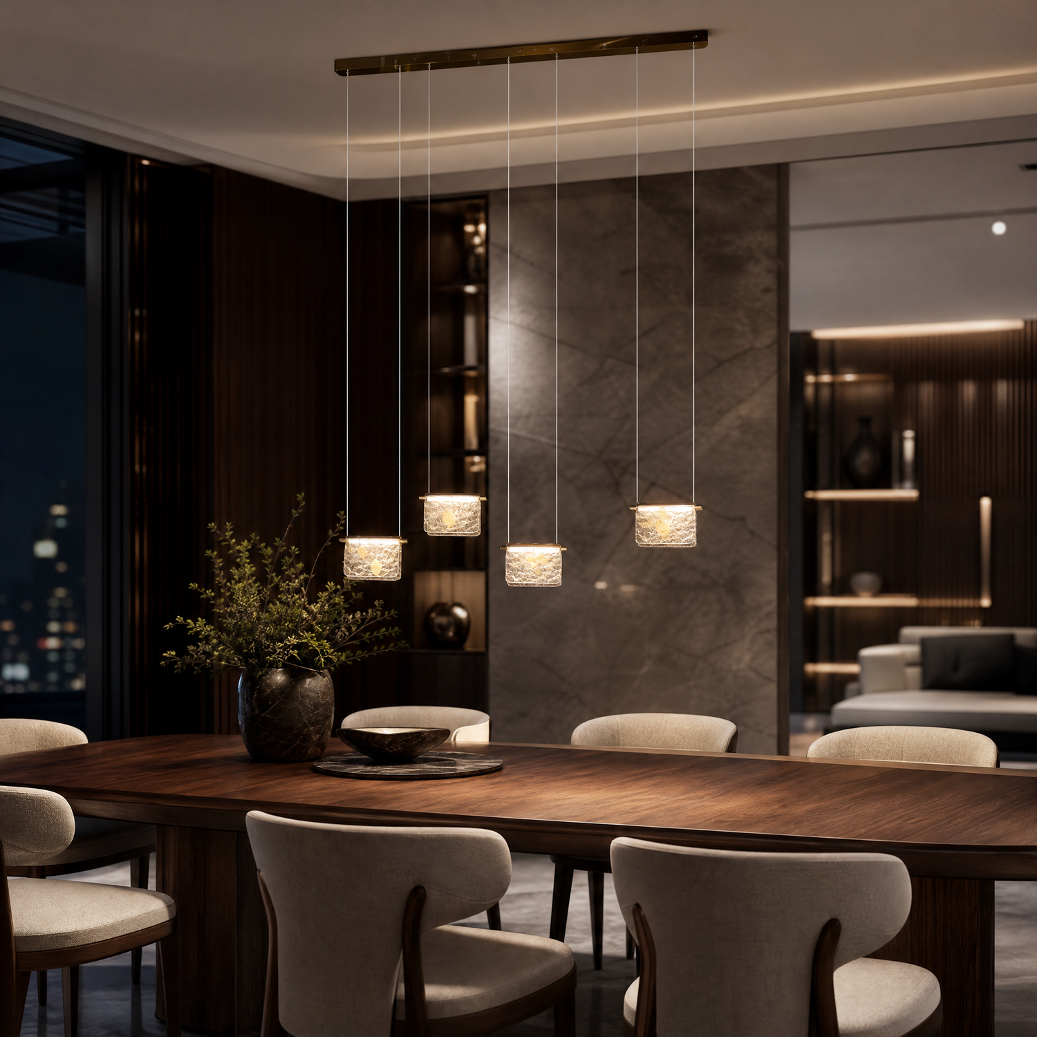 Boundless Fortune Modern Linear Dining Pendant Light - scene