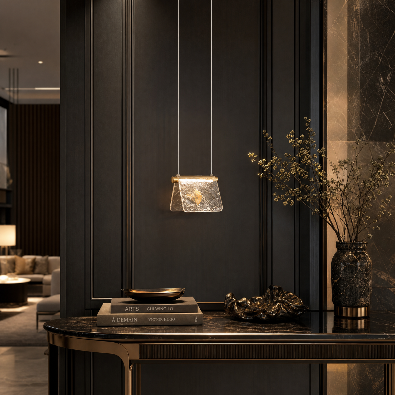 Boundless Fortune Modern Sculptural Pendant Light - scene