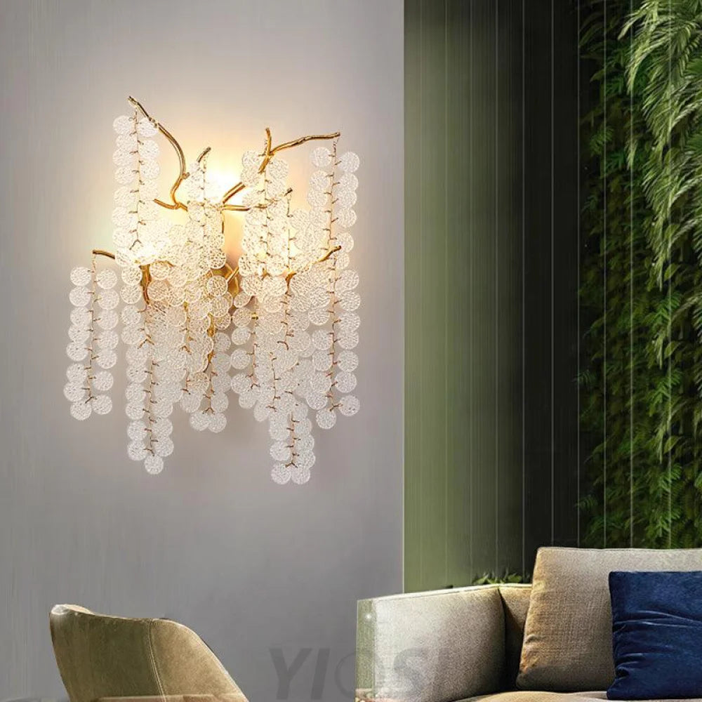 Shiro Noda Brass & Clear Crystal Wall Lamp – Handcrafted Elegance