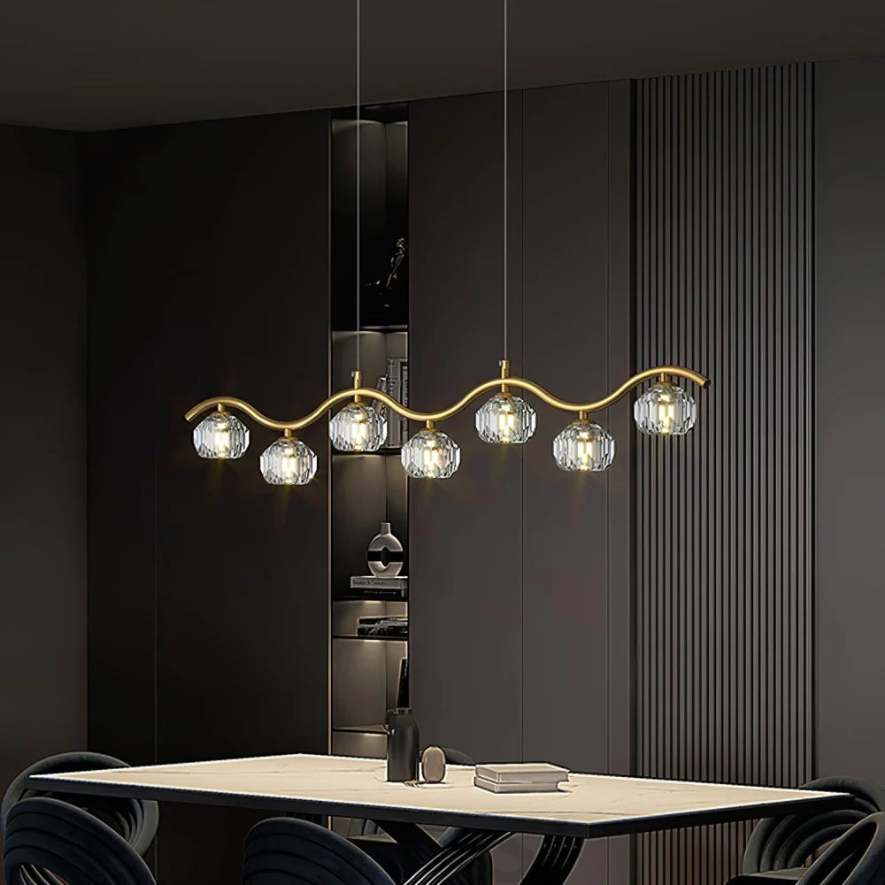 Eara Brass Crystal Chandelier with Adjustable LED Light