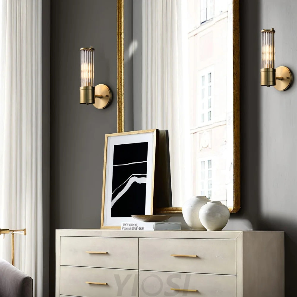 Celeste Brass Cylinder Wall Light – Mid Century Modern Sconce