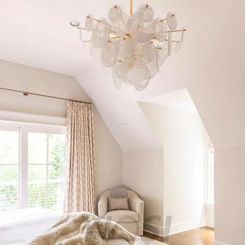 Brass Discs Cascading Round Chandelier - Cylinder-1-Yiosilamp