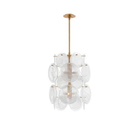 Brass Discs Cascading Round Chandelier - Cylinder-1-Yiosilamp
