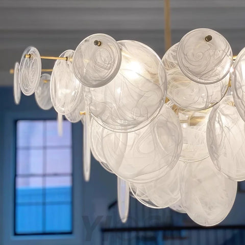 Brass Discs Cascading Round Chandelier - Cylinder-1-Yiosilamp