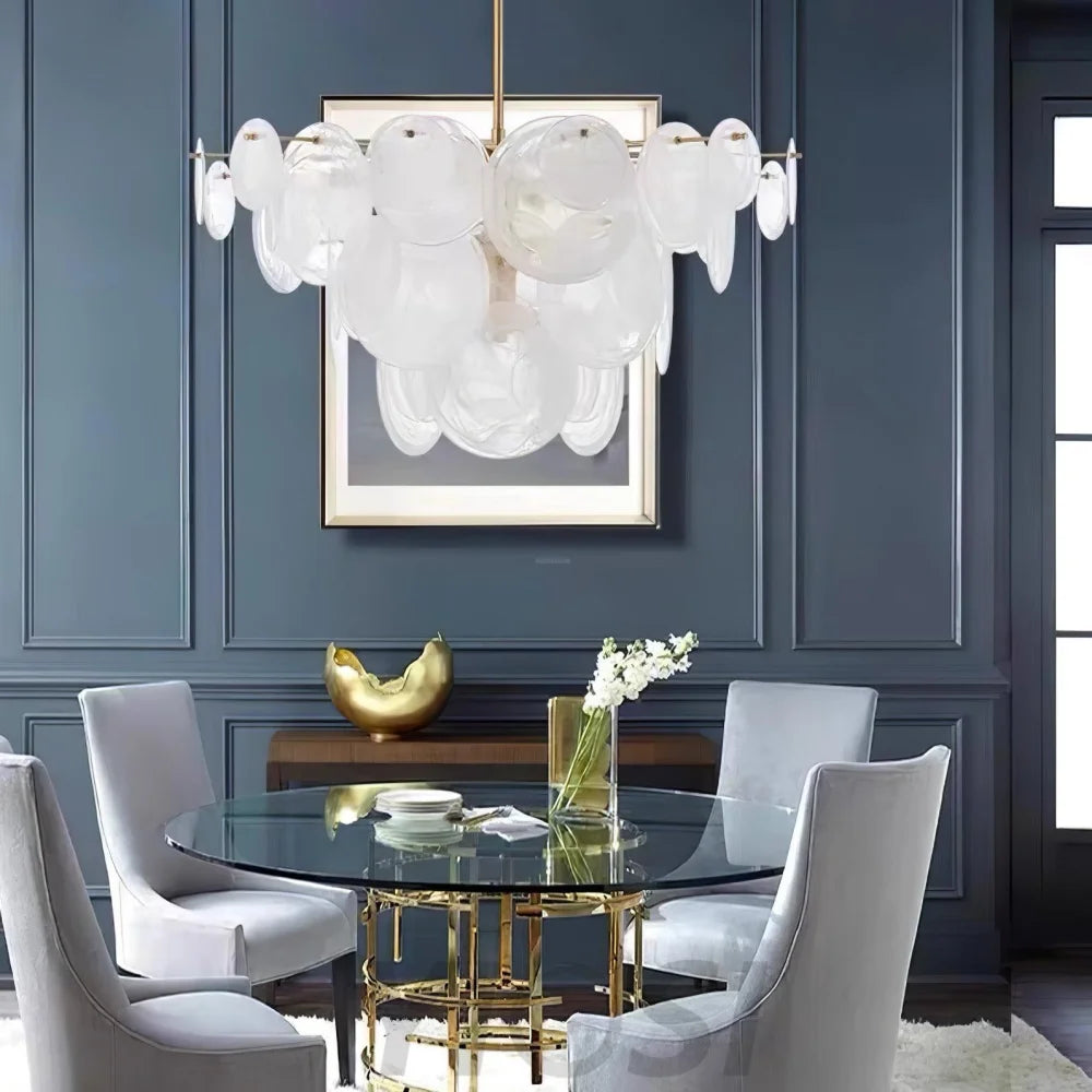 Brass Discs Cascading Round Chandelier - Cylinder-1-Yiosilamp