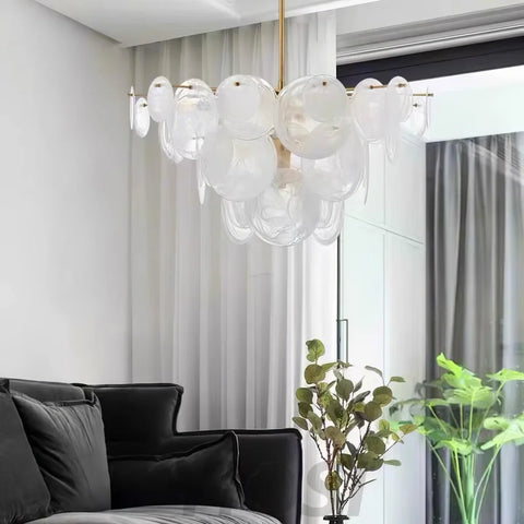 Brass Discs Cascading Round Chandelier - Cylinder-1-Yiosilamp