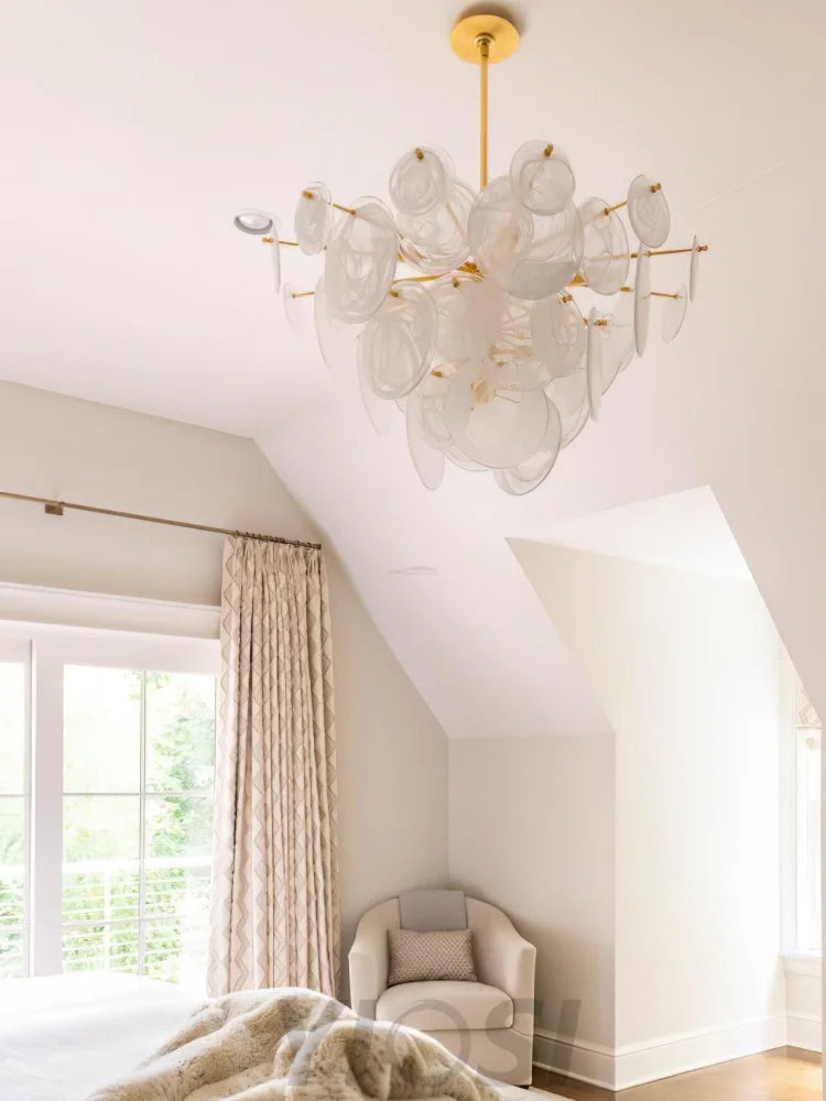 Brass Discs Cascading Round Chandelier - Cylinder-1-Yiosilamp