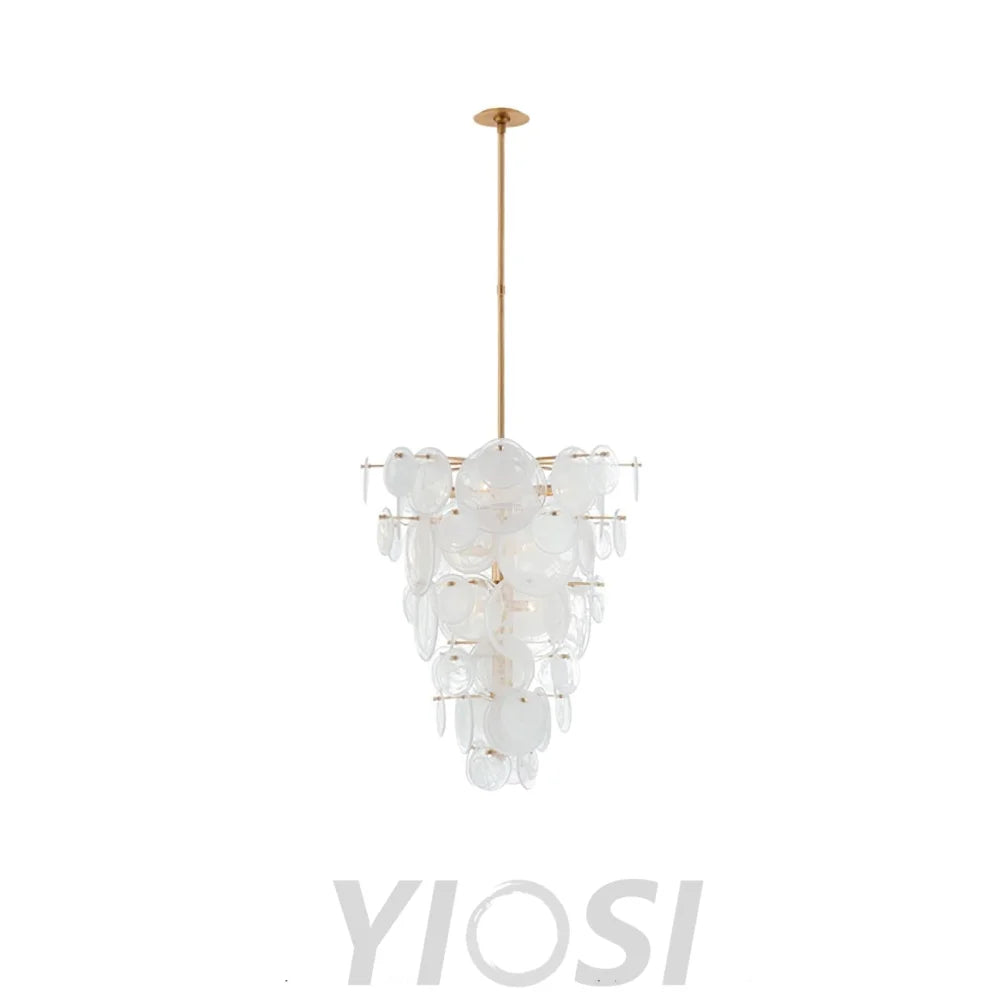 Brass Discs Cascading Round Chandelier - Cylinder-1-Yiosilamp